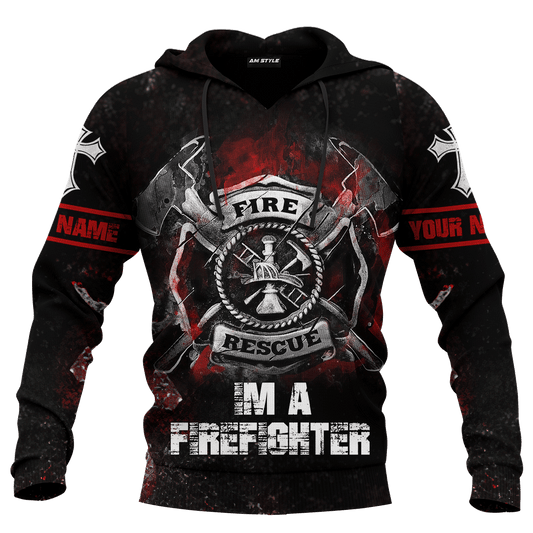 Jesus Firefighter IM A Firefighter Dad Customized 3D All Over Printed hoodie