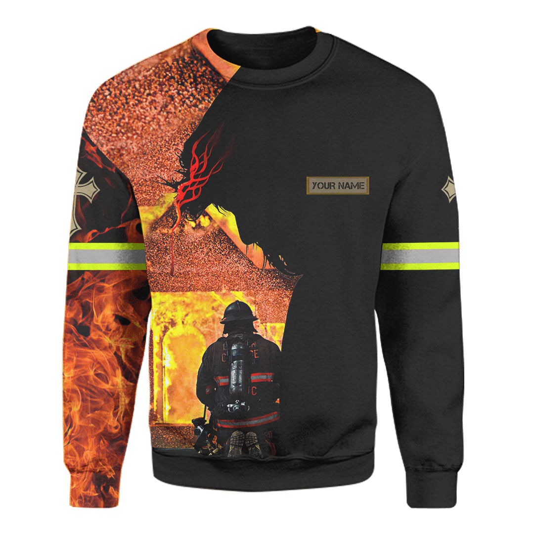 Jesus Firefighter God Will Bring You Through The Fire Customized 3D All Over Printed hoodie