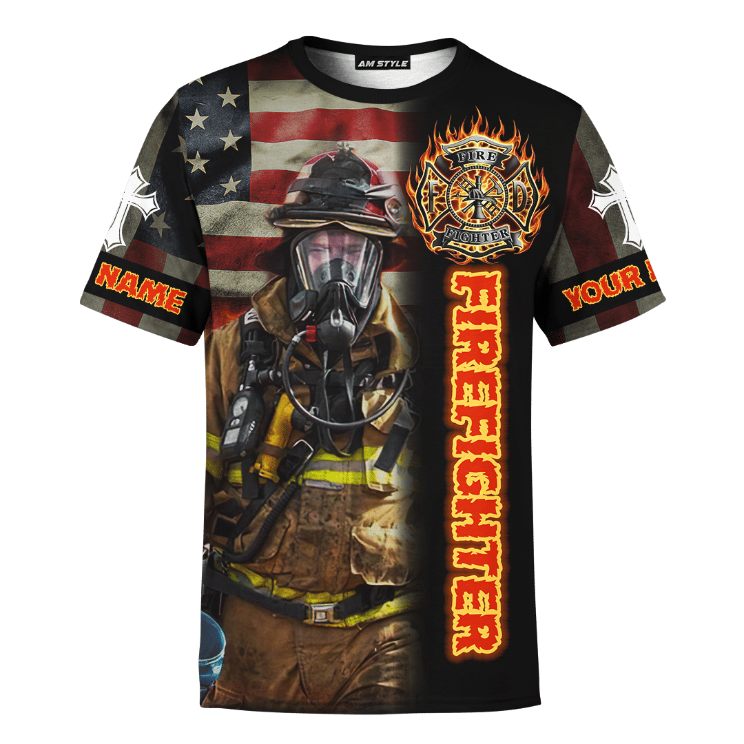 Jesus Firefighter Joshua Bible Verse Be Strong And Courage Customized 3D All Over Printed hoodie