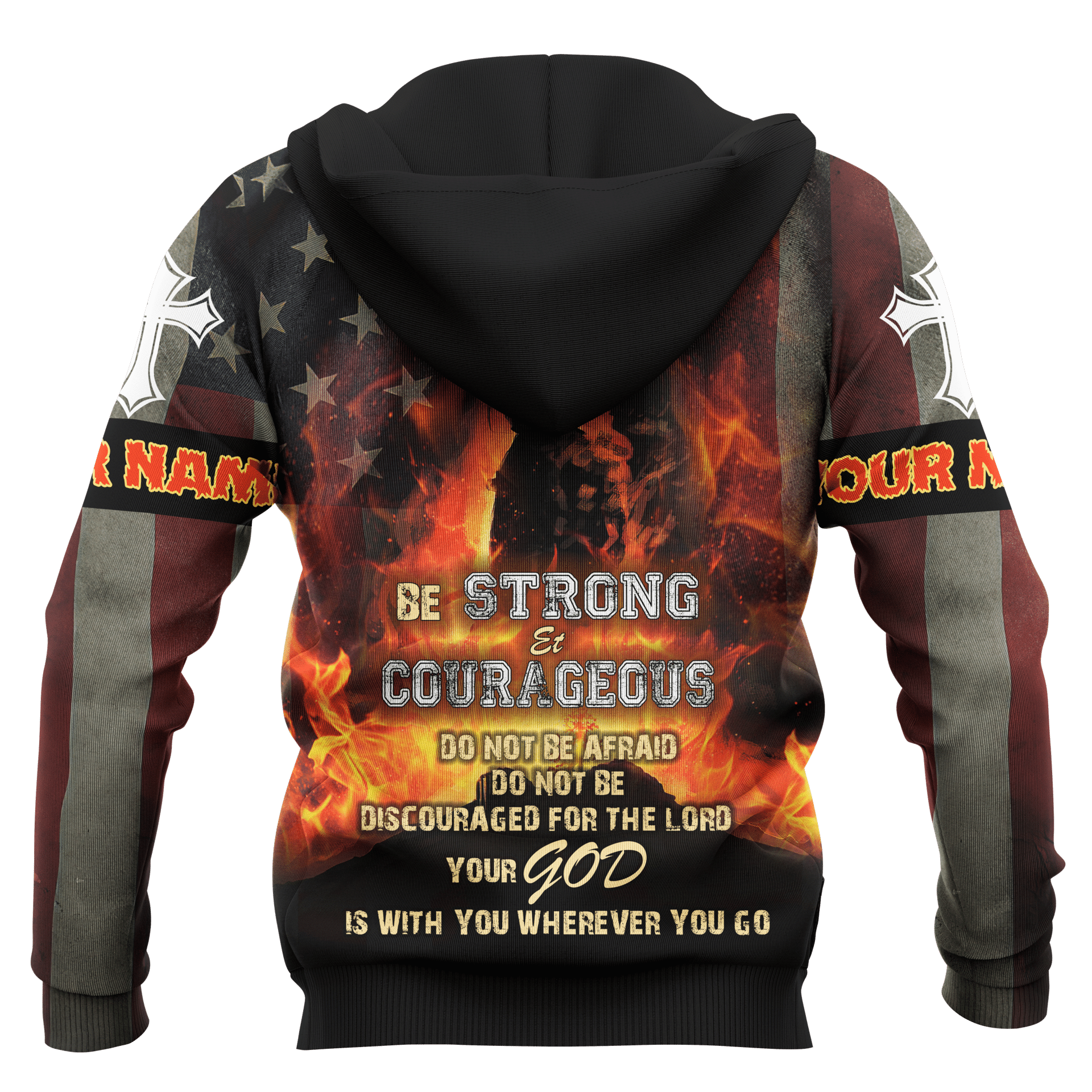 Jesus Firefighter Joshua Bible Verse Be Strong And Courage Customized 3D All Over Printed hoodie