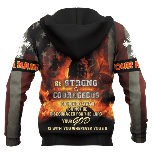 Jesus Firefighter Joshua Bible Verse Be Strong And Courage Customized 3D All Over Printed hoodie