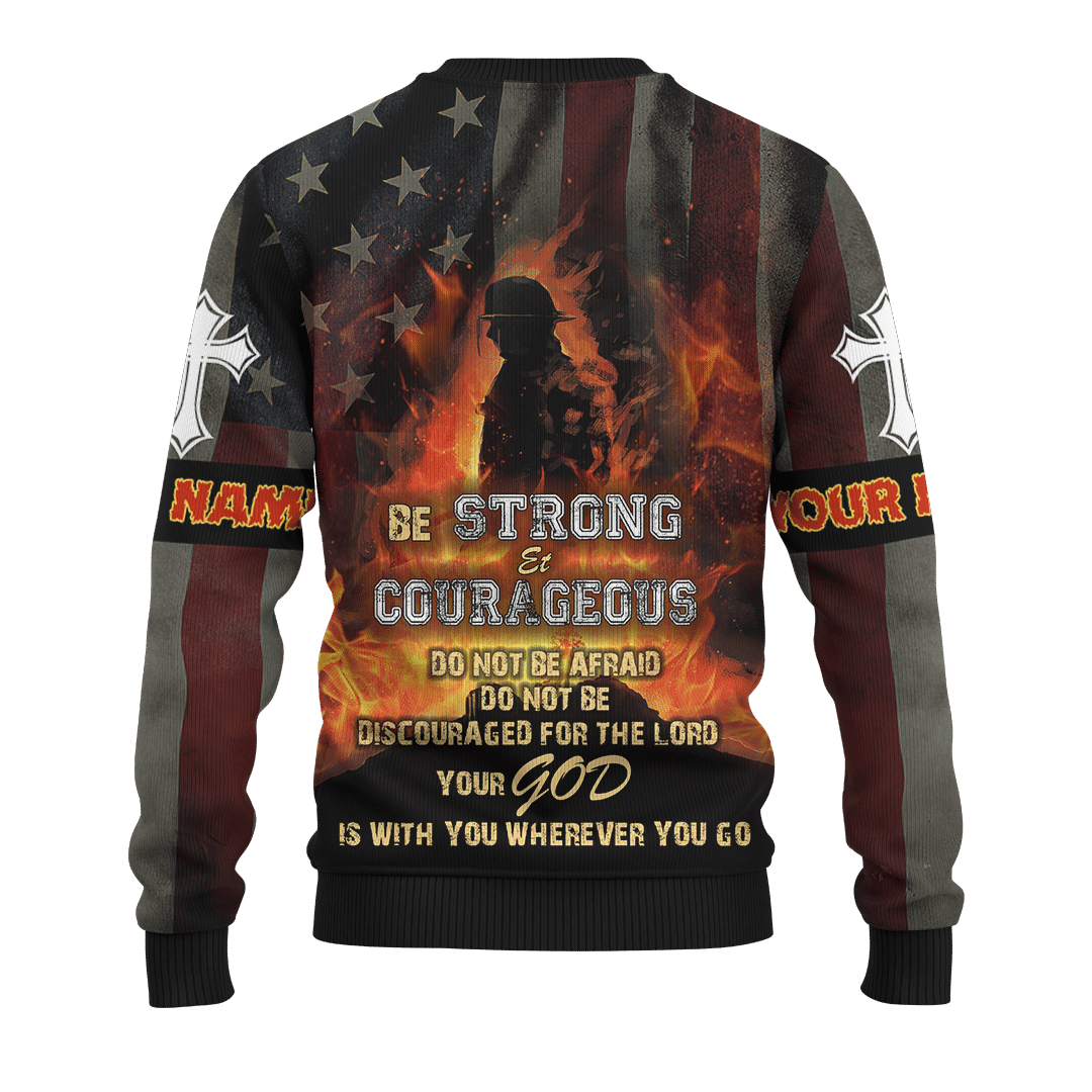 Jesus Firefighter Joshua Bible Verse Be Strong And Courage Customized 3D All Over Printed hoodie