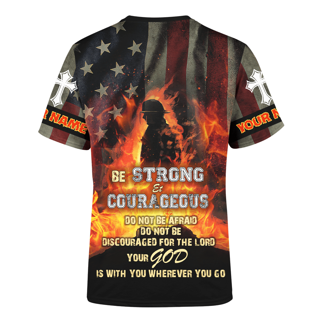 Jesus Firefighter Joshua Bible Verse Be Strong And Courage Customized 3D All Over Printed hoodie