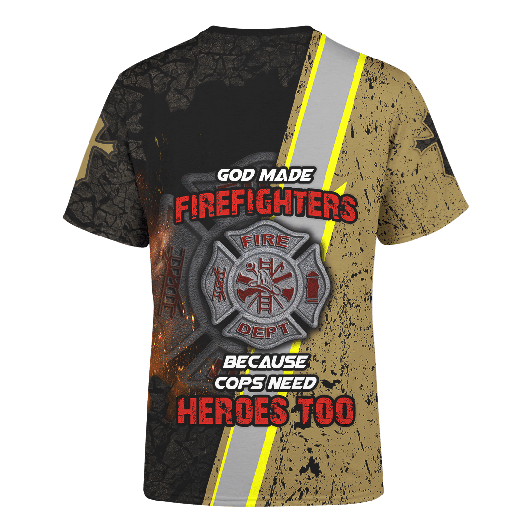 Jesus Firefighter God Made Firefighters Cops Need Heroes Too Customized 3D All Over Printed hoodie
