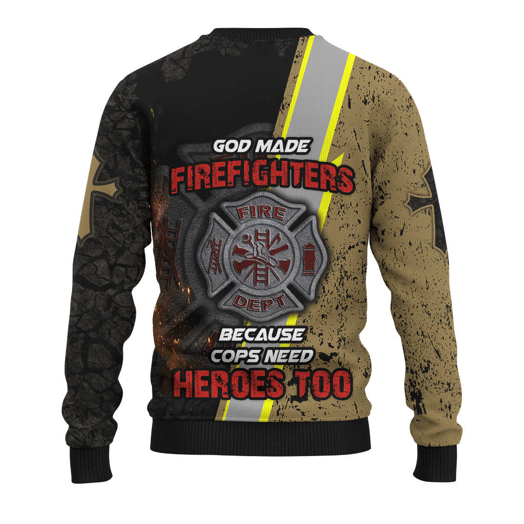 Jesus Firefighter God Made Firefighters Cops Need Heroes Too Customized 3D All Over Printed hoodie