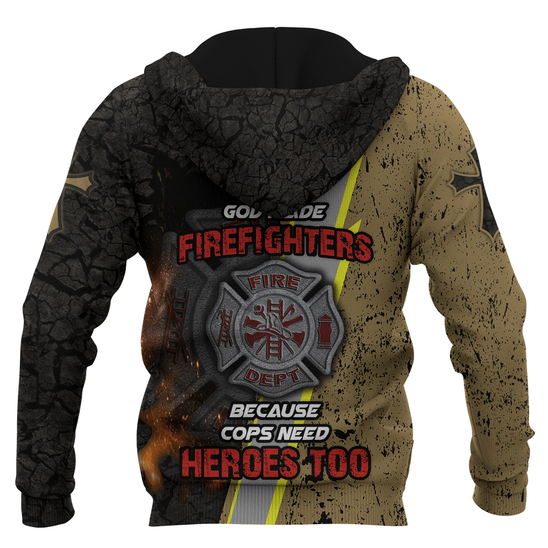 Jesus Firefighter God Made Firefighters Cops Need Heroes Too Customized 3D All Over Printed hoodie