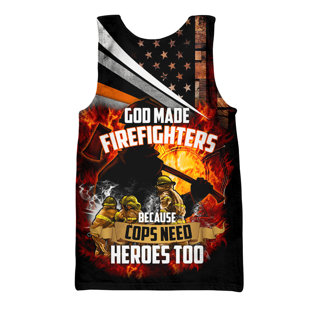 God Made Firefighters Cops Need Heroes Too Jesus Firefighter Customized 3D All Over Printed hoodie