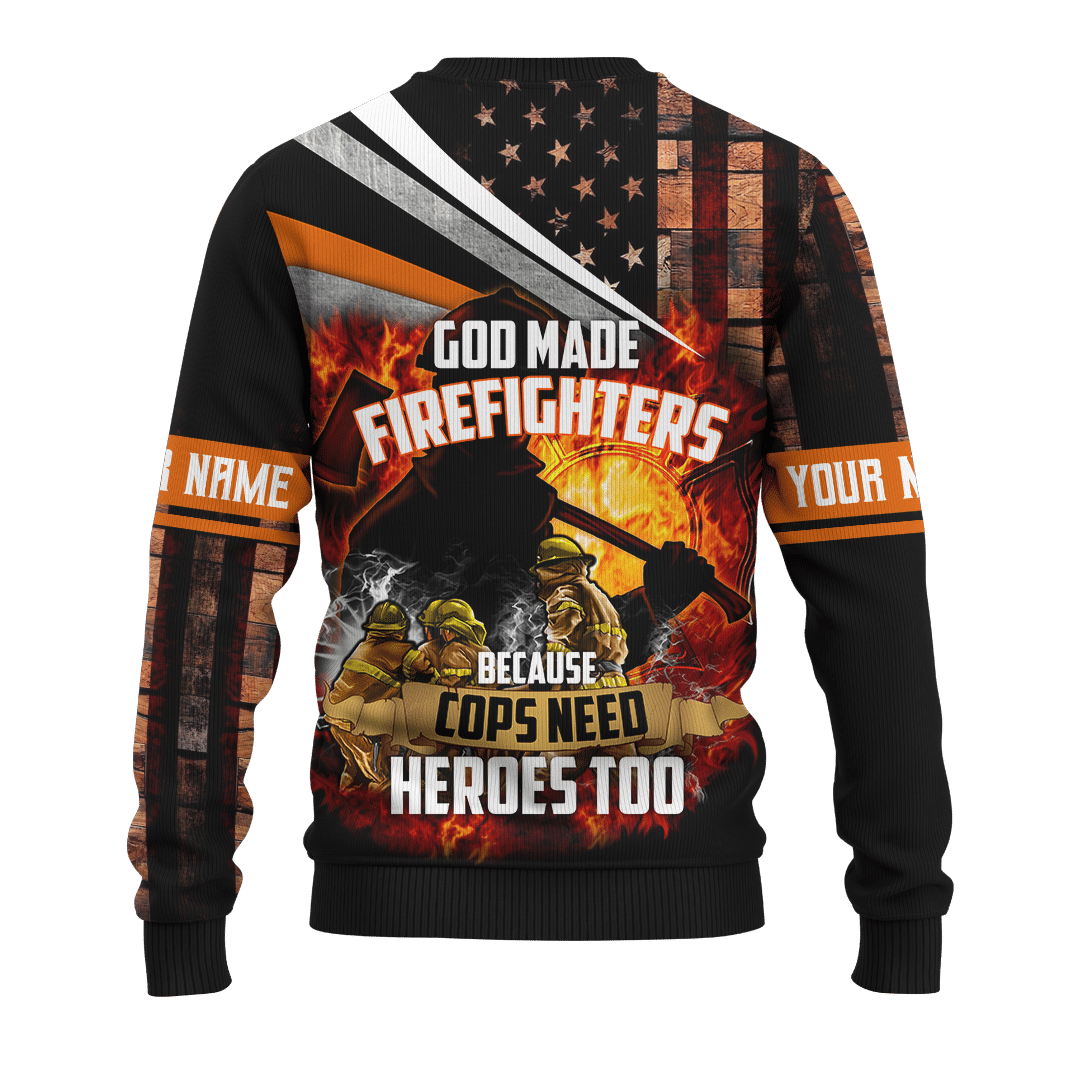 God Made Firefighters Cops Need Heroes Too Jesus Firefighter Customized 3D All Over Printed hoodie