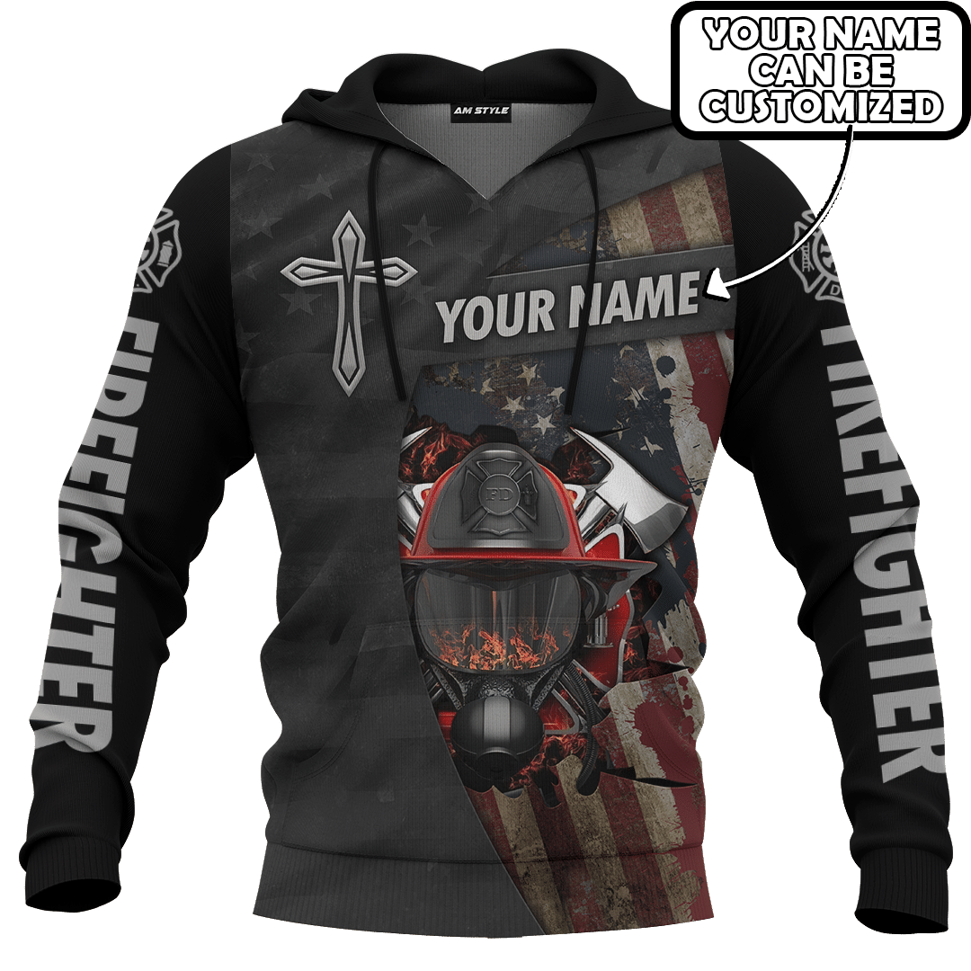 Jesus Firefighter IM A Firefighter I Am Not Allowed In Hell Satan Is Afraid I Put His Fire Out Customized 3D All Over Printed hoodie