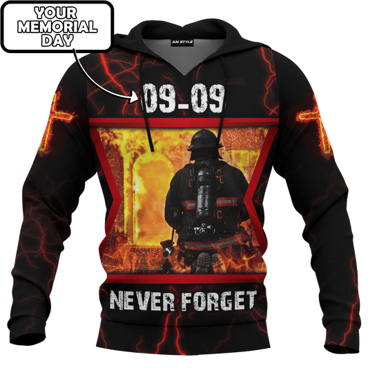 Jesus Firefighter Fireman Prayer Never Forget Customized 3D All Over Printed hoodie