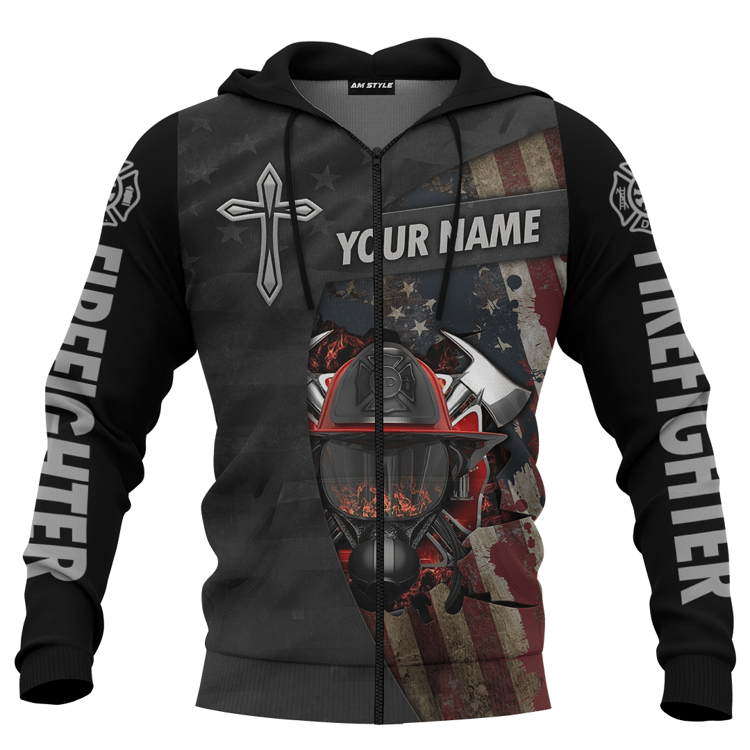 Jesus Firefighter IM A Firefighter I Am Not Allowed In Hell Satan Is Afraid I Put His Fire Out Customized 3D All Over Printed hoodie