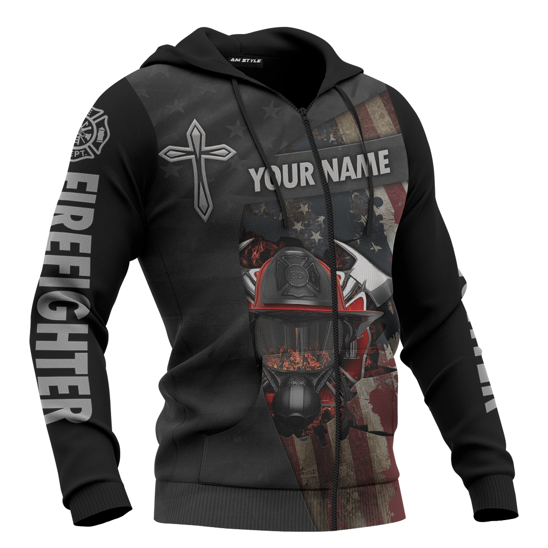 Jesus Firefighter IM A Firefighter I Am Not Allowed In Hell Satan Is Afraid I Put His Fire Out Customized 3D All Over Printed hoodie