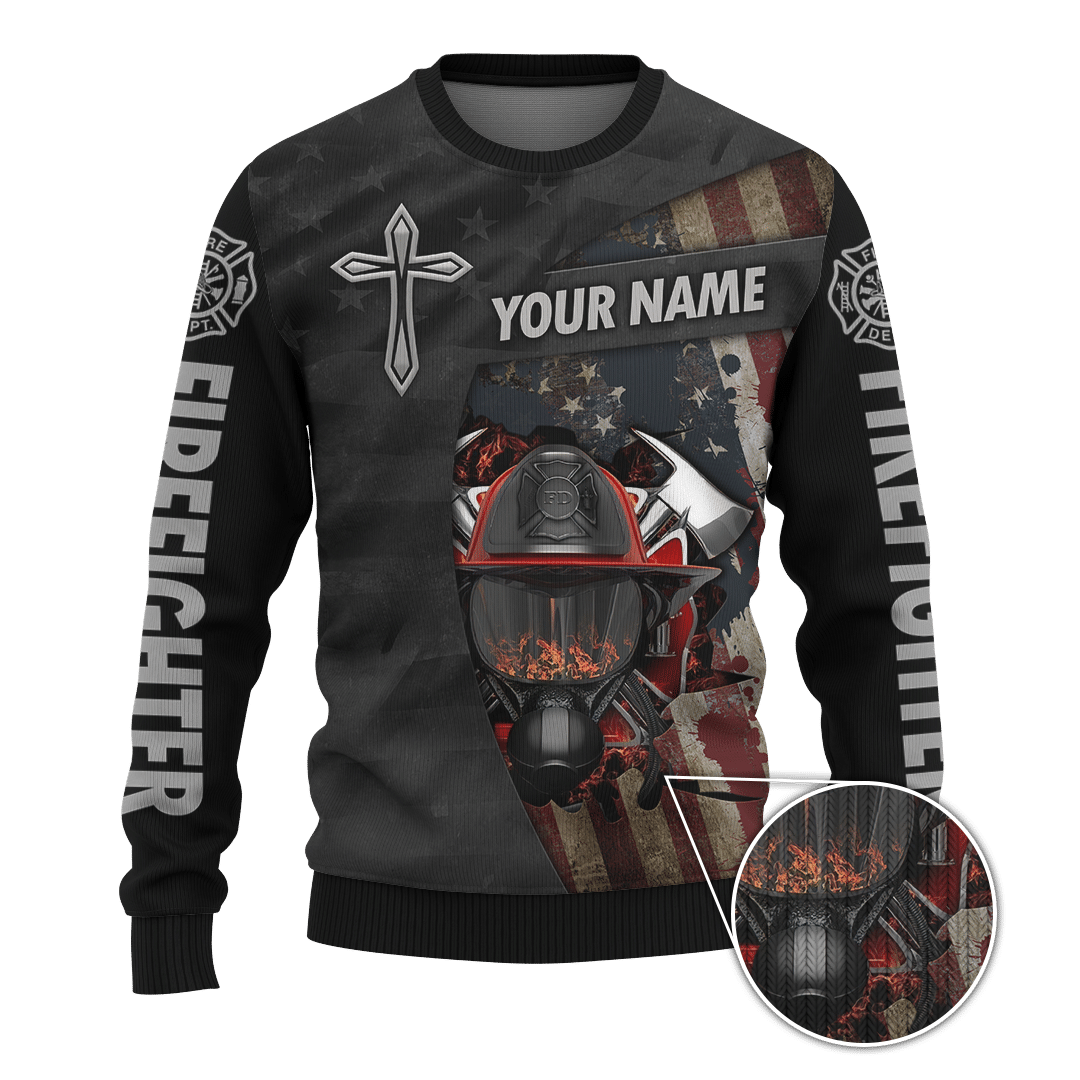 Jesus Firefighter IM A Firefighter I Am Not Allowed In Hell Satan Is Afraid I Put His Fire Out Customized 3D All Over Printed hoodie