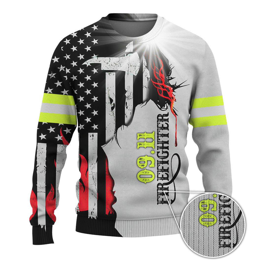 Jesus Firefighter First In Last Out Customized 3D All Over Printed Shirt Hoodie