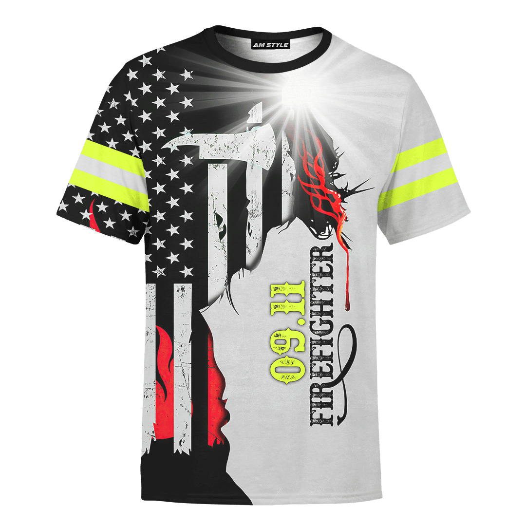 Jesus Firefighter First In Last Out Customized 3D All Over Printed Shirt Hoodie