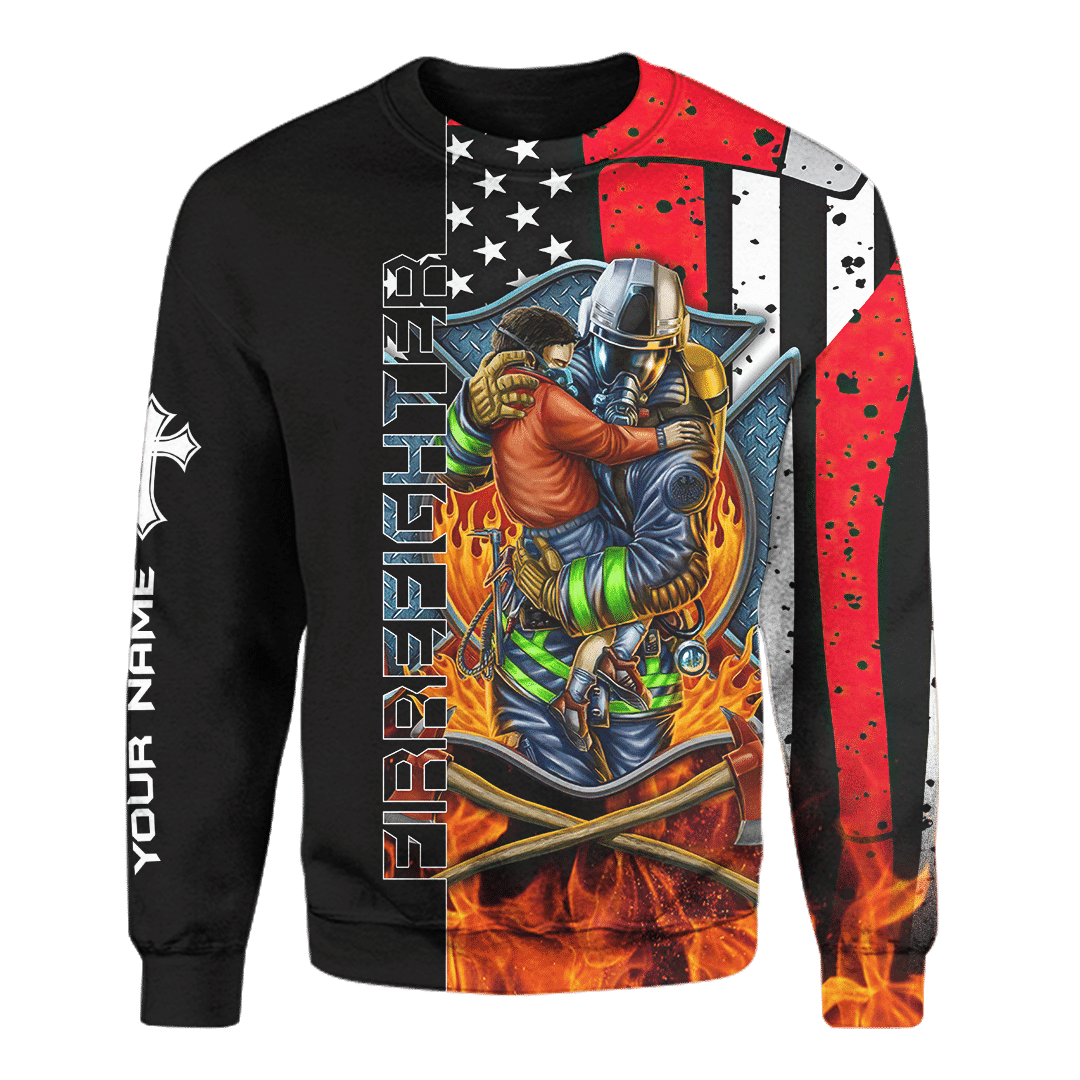 Jesus Firefighter Breathtaking Firefighter Customized 3D All Over Printed Shirt Hoodie