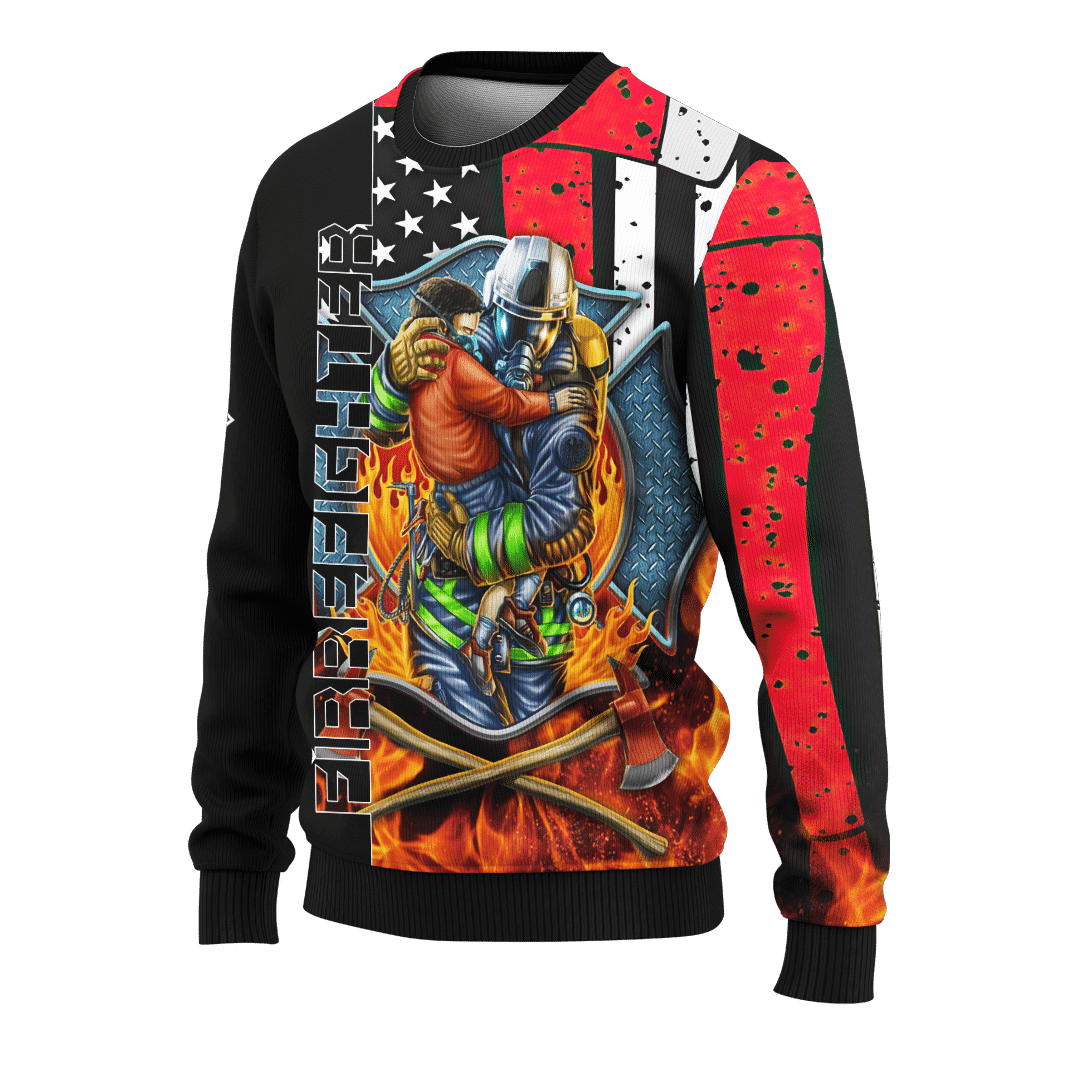 Jesus Firefighter Breathtaking Firefighter Customized 3D All Over Printed Shirt Hoodie