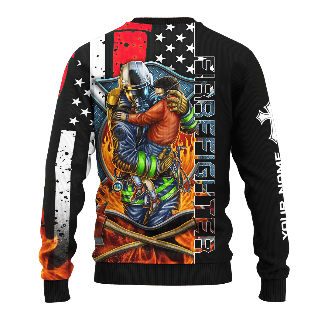 Jesus Firefighter Breathtaking Firefighter Customized 3D All Over Printed Shirt Hoodie