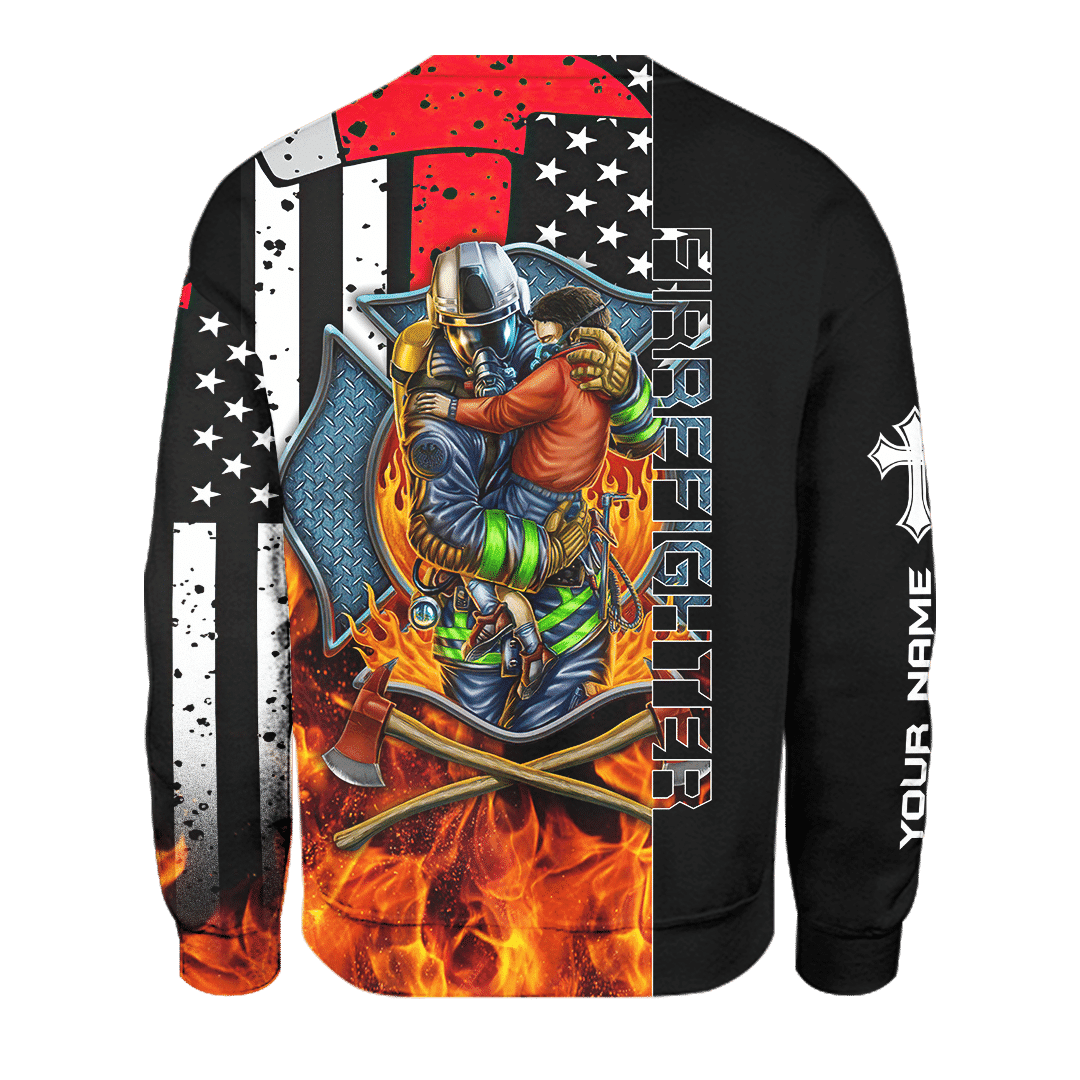 Jesus Firefighter Breathtaking Firefighter Customized 3D All Over Printed Shirt Hoodie