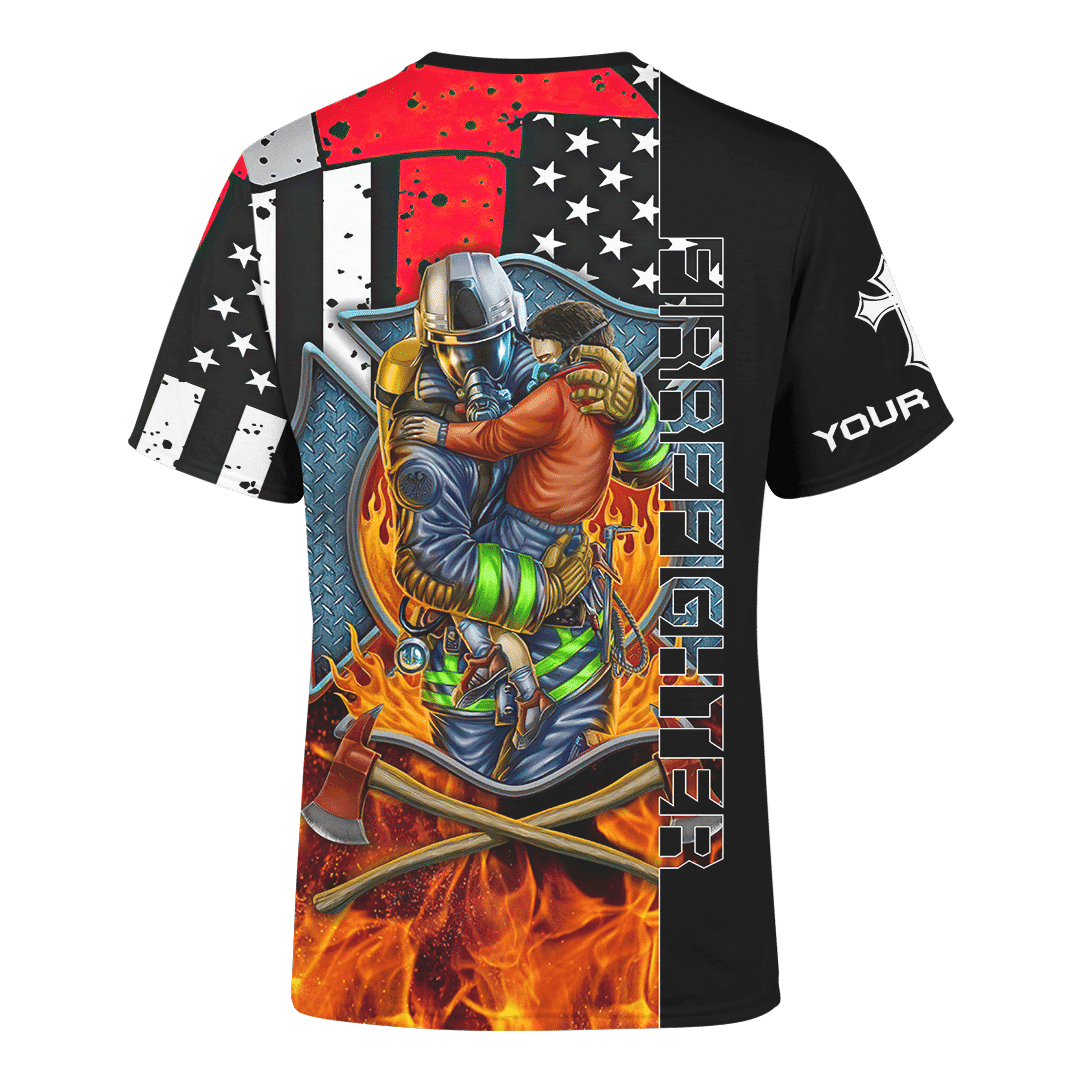 Jesus Firefighter Breathtaking Firefighter Customized 3D All Over Printed Shirt Hoodie