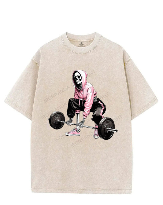 lift weights skull VINTAGE GYM SHIRT