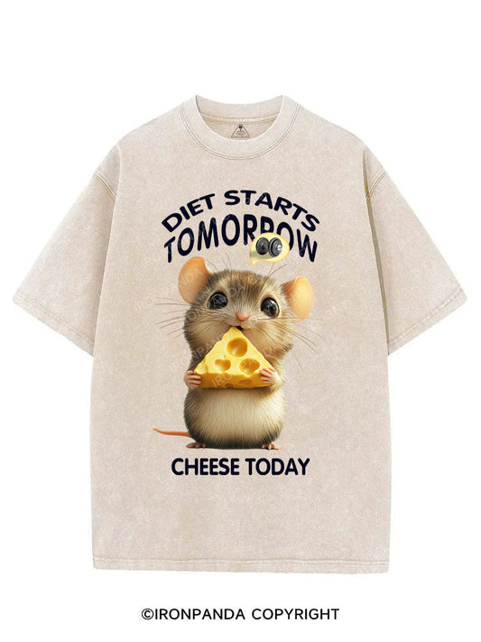 DIET STARTS TOMORROW CHEESE TODAY VINTAGE GYM SHIRT