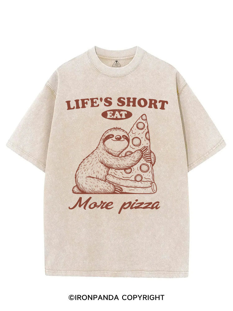 LIFE'S SHORT EAT MORE PIZZA VINTAGE GYM SHIRT