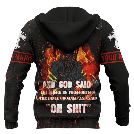 US Army Firefighter And Devil Jesus Customized 3D All Over Printed hoodie