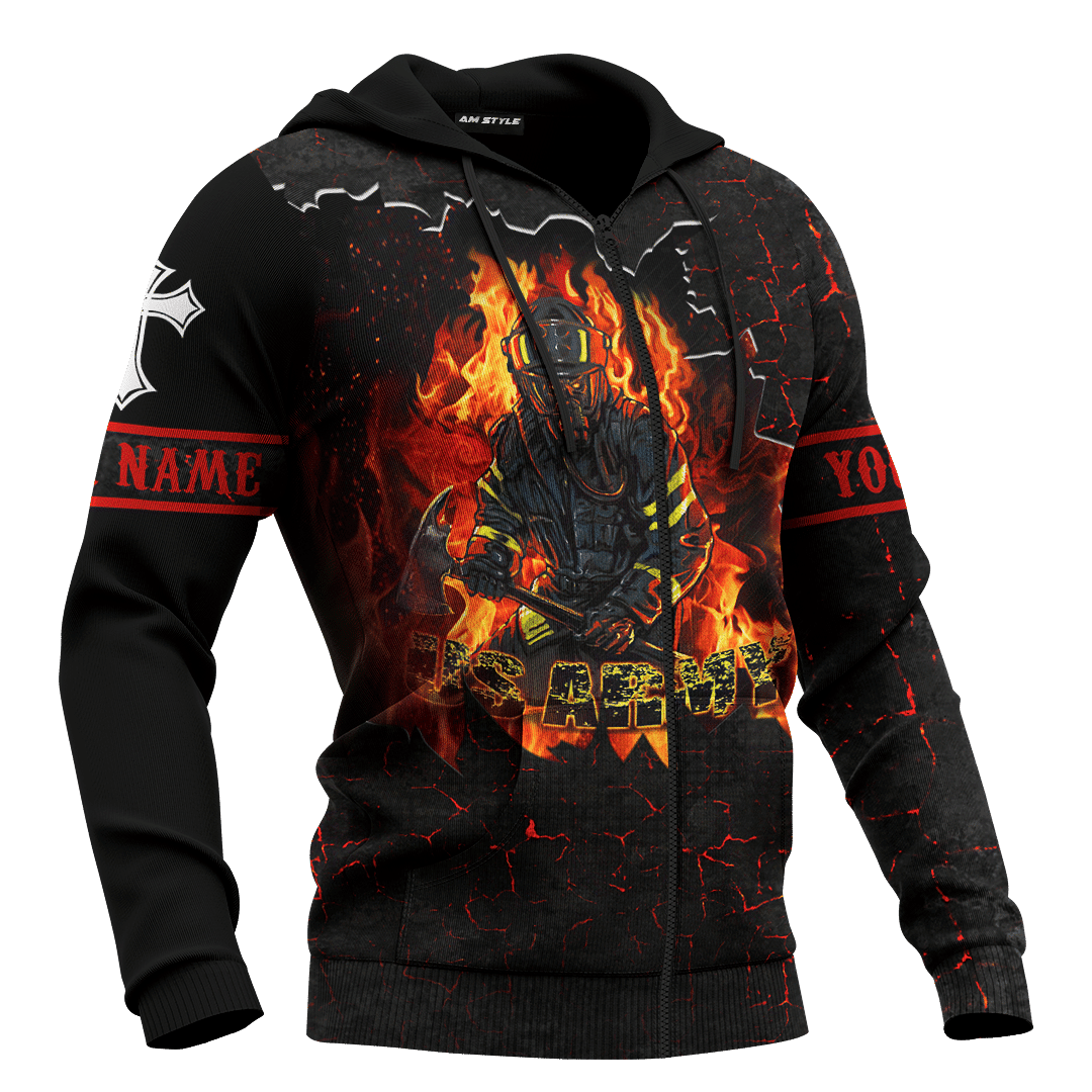 US Army Firefighter And Devil Jesus Customized 3D All Over Printed hoodie