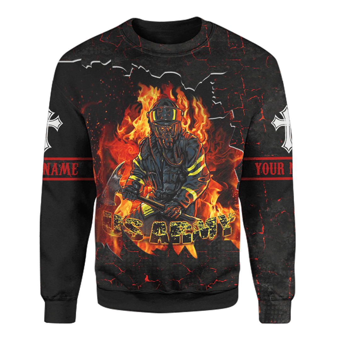 US Army Firefighter And Devil Jesus Customized 3D All Over Printed hoodie