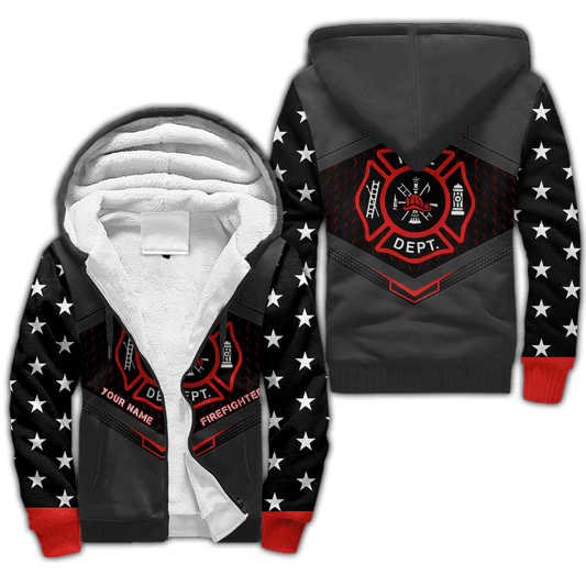 Customize Name Firefighter 3D All Over Printed For Men And Women Fleece Zip-Up Hoodie