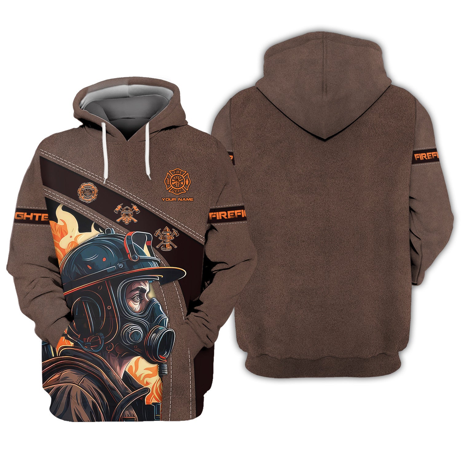 Fire Man 3D Custom Name Zipper Hoodie Personalized Gift For Firefighters