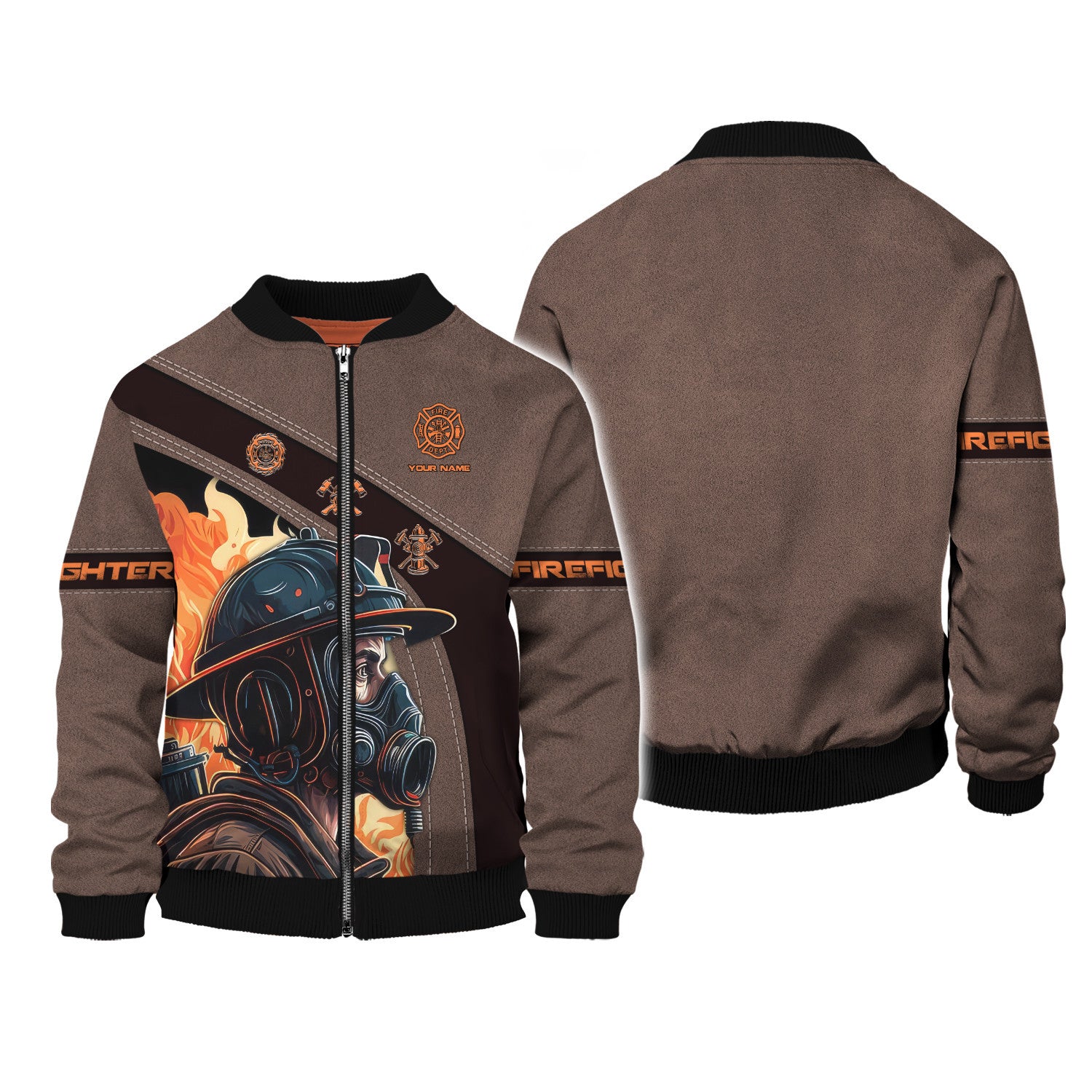 Fire Man 3D Custom Name Zipper Hoodie Personalized Gift For Firefighters