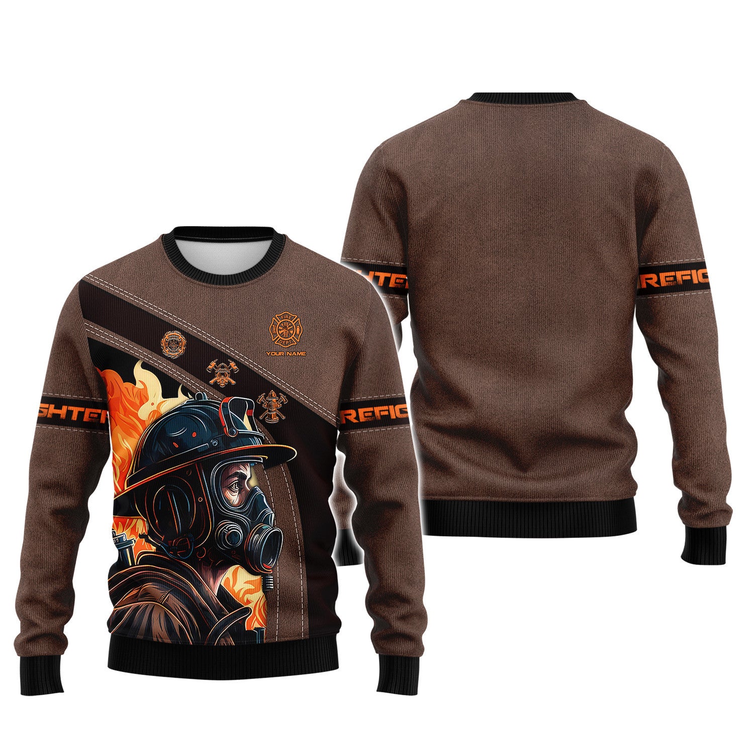 Fire Man 3D Custom Name Zipper Hoodie Personalized Gift For Firefighters