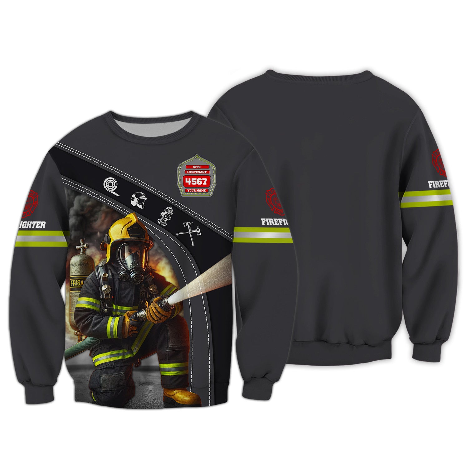 Custom Name 3D Firefirghter Zipper Hoodie Personalized Gift For Firefighters