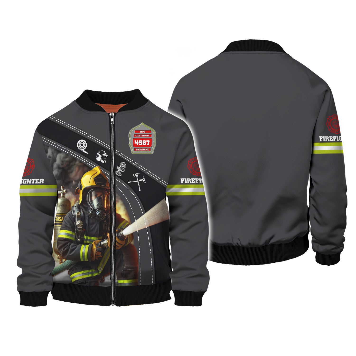 Custom Name 3D Firefirghter Zipper Hoodie Personalized Gift For Firefighters