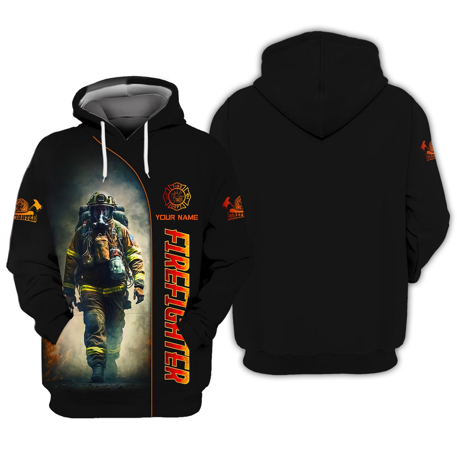 Firefighter Works On Fire 3D Full Print Zipper Hoodie Fire Man Zipper Hoodie Gift For Firefighters