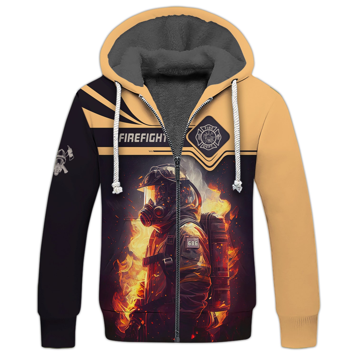 Firefighter Custom Zipper Hoodie Fireman 3D Zipper Hoodie Firefighter Clothing