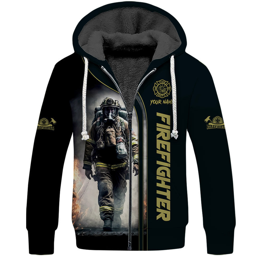 Firefighter 3D Zipper Hoodie Fireman Custom Zipper Hoodie