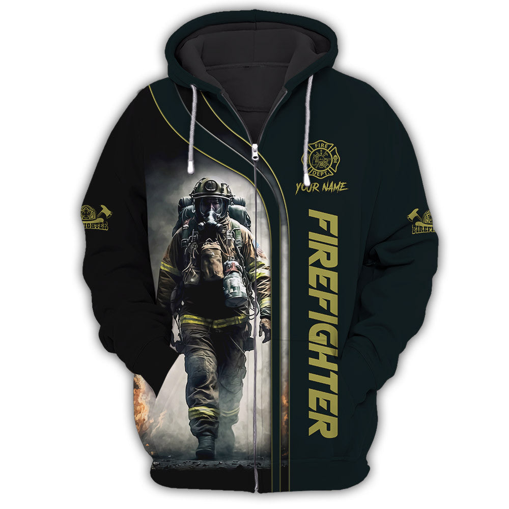 Firefighter 3D Zipper Hoodie Fireman Custom Zipper Hoodie