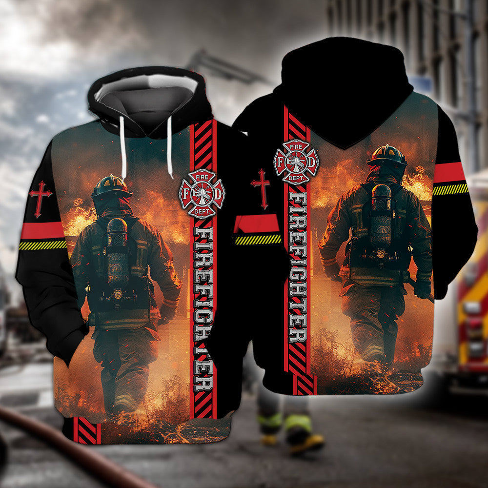 Firefighter Man Hoodie All Over Print