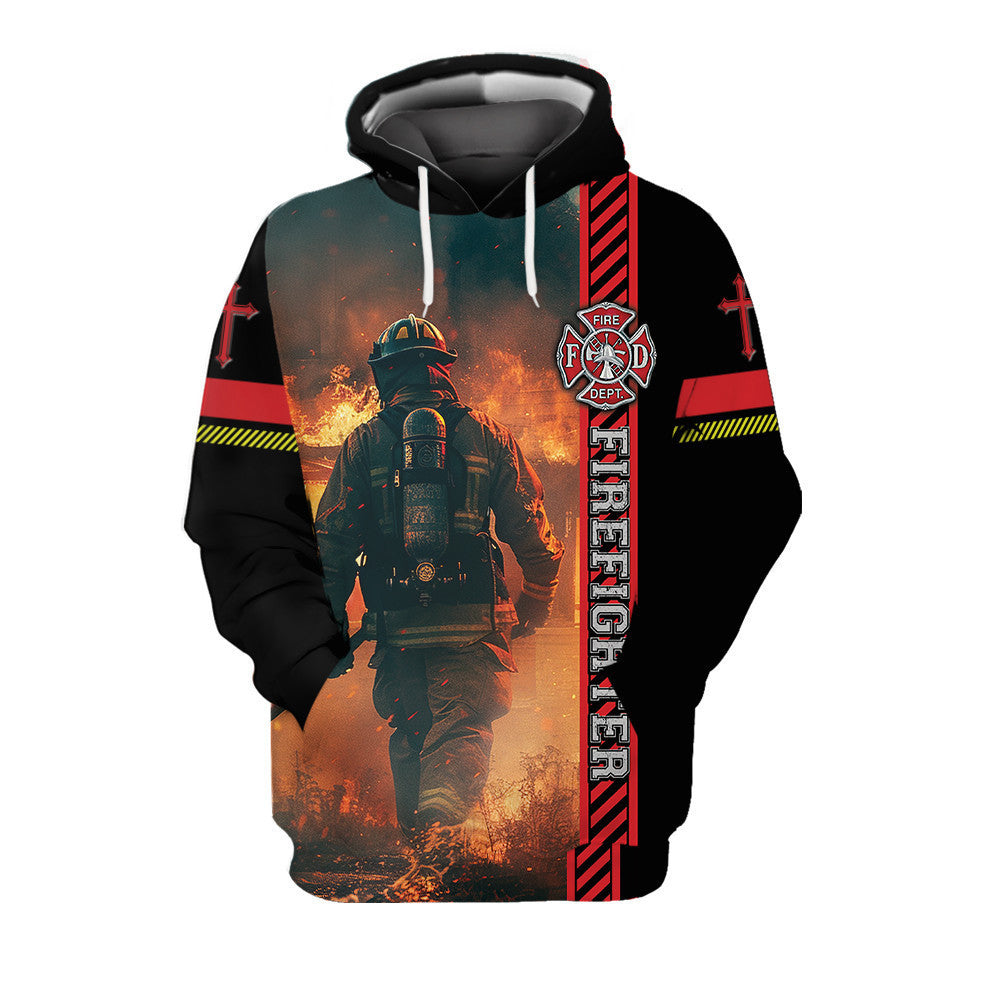 Firefighter Man Hoodie All Over Print