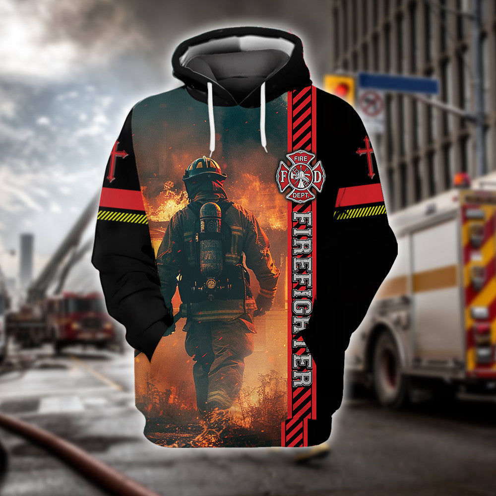 Firefighter Man Hoodie All Over Print