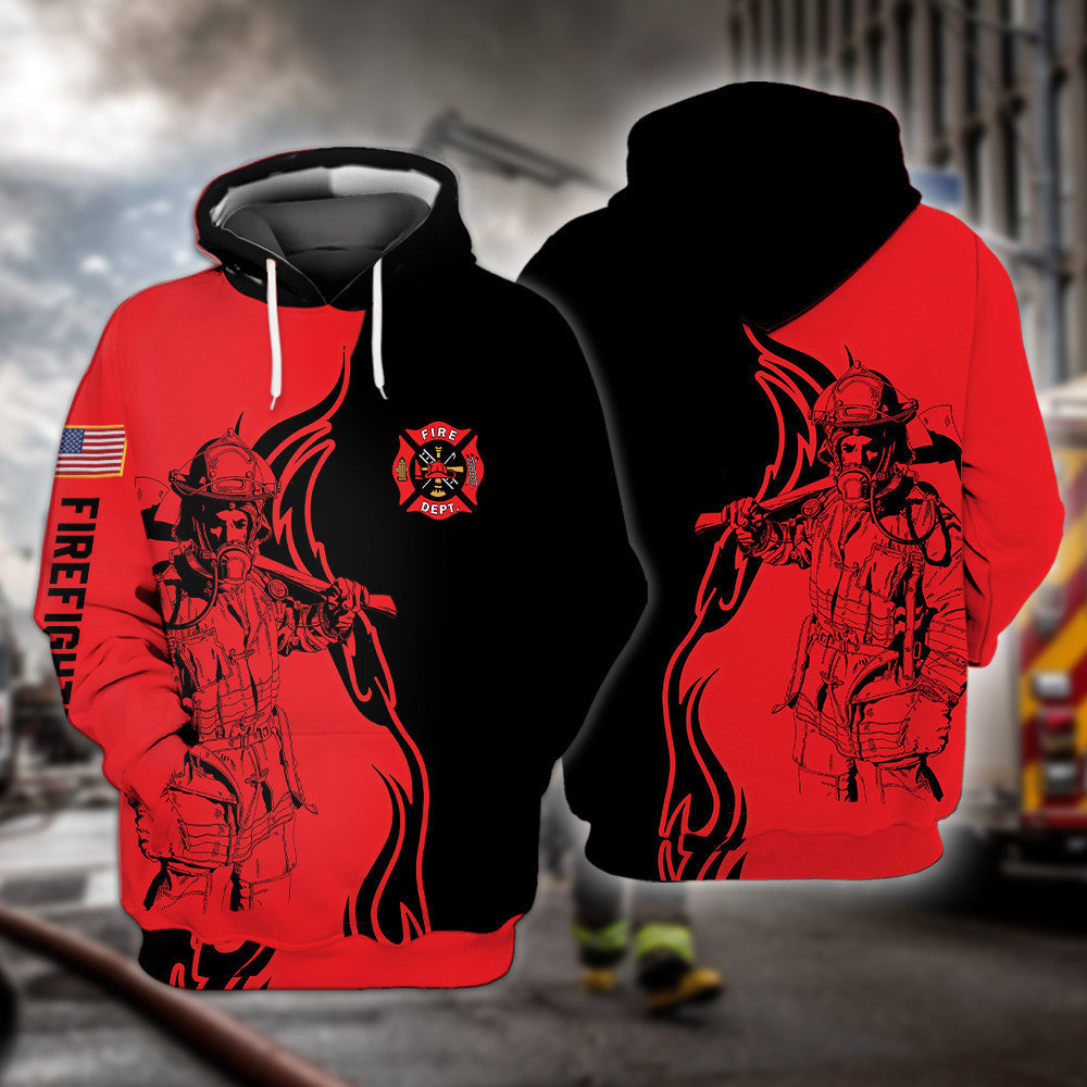 Flames Firefighter Hoodie All Over Print