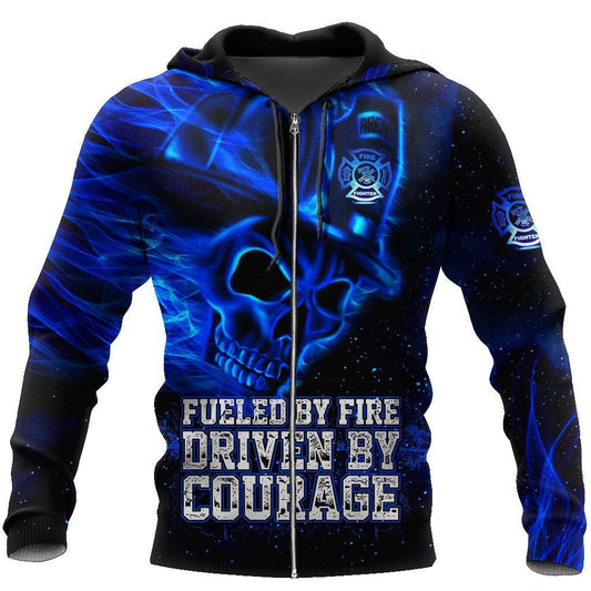 Blue Skull Firefighter Hoodie Shirts For Men And Women