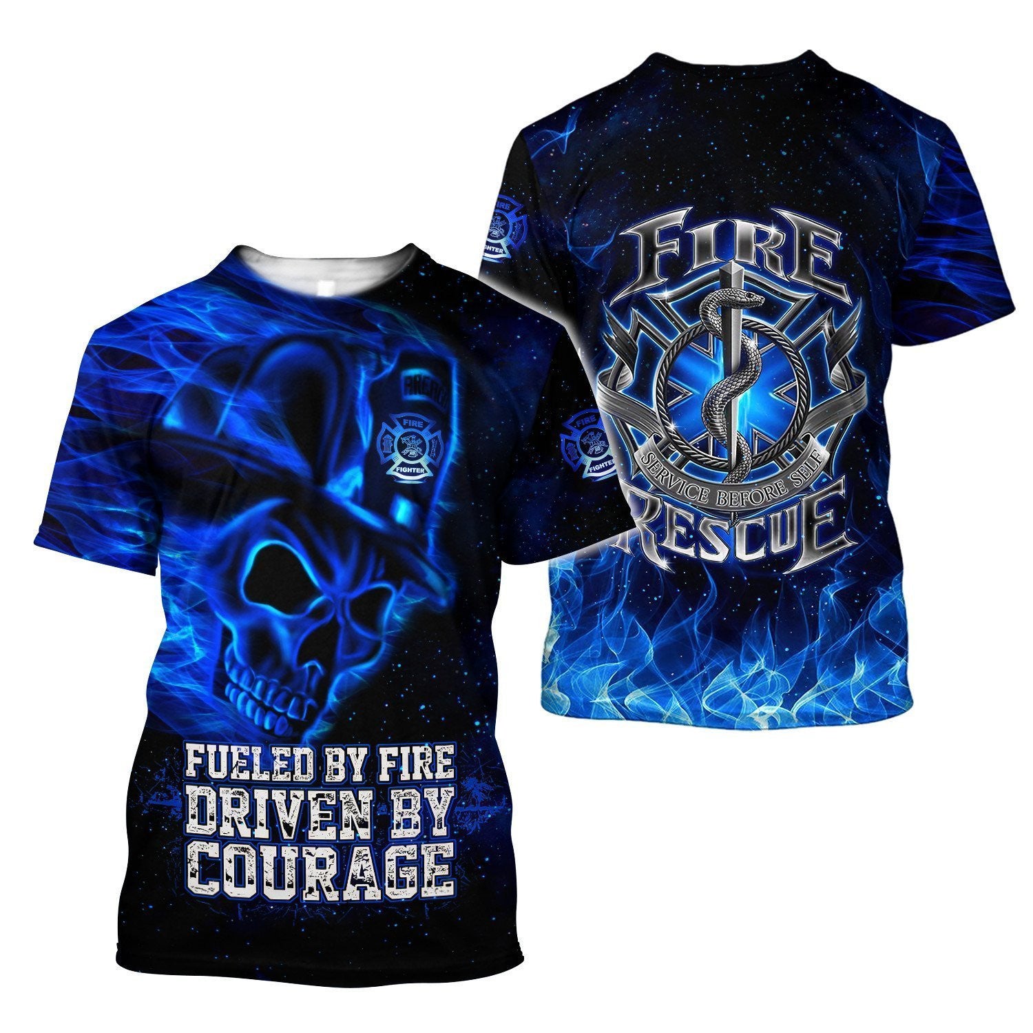 Blue Skull Firefighter Hoodie Shirts For Men And Women