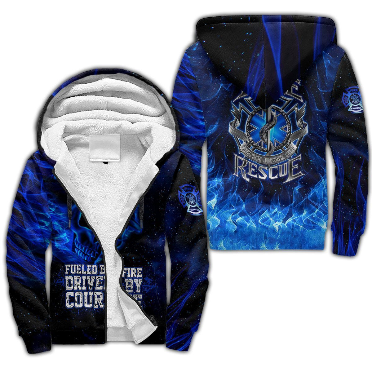 Blue Skull Firefighter Hoodie Shirts For Men And Women