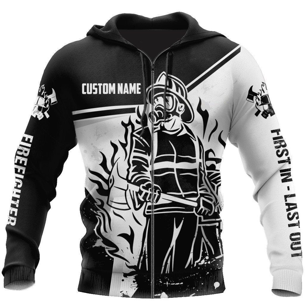 Personalized Firefighter Black White Color 3D All Over Printed Hoodie For Men And Women
