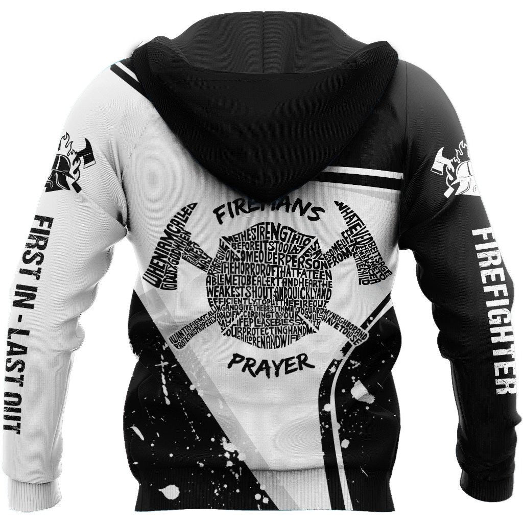 Personalized Firefighter Black White Color 3D All Over Printed Hoodie For Men And Women