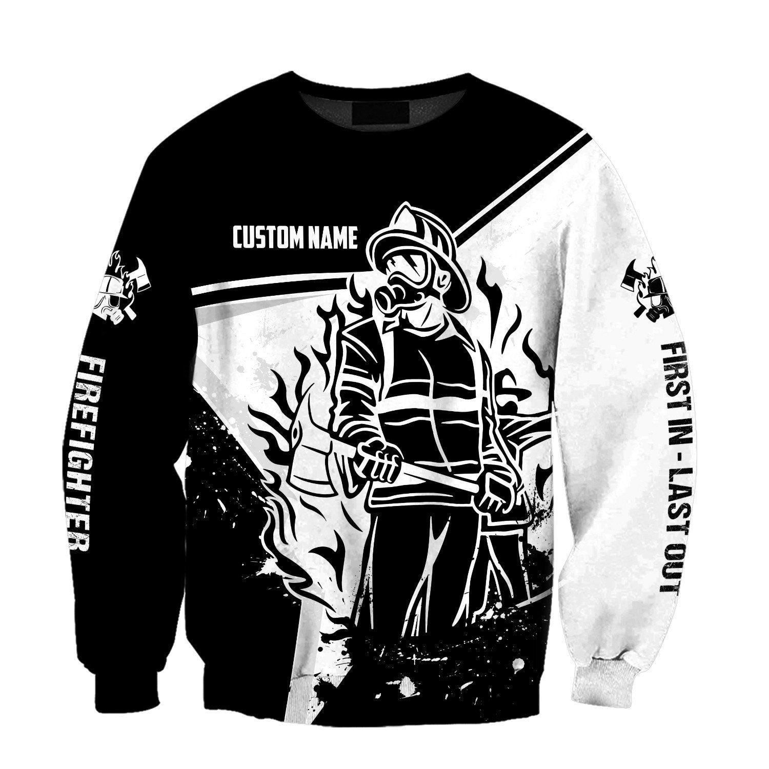 Personalized Firefighter Black White Color 3D All Over Printed Hoodie For Men And Women